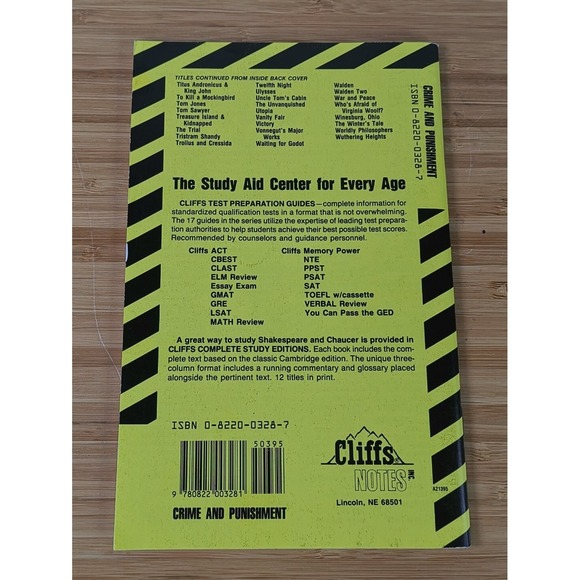 Cliffs Notes on Dostoevskys Crime and Punishment - Paperback - VERY GOOD - Picture 2 of 2